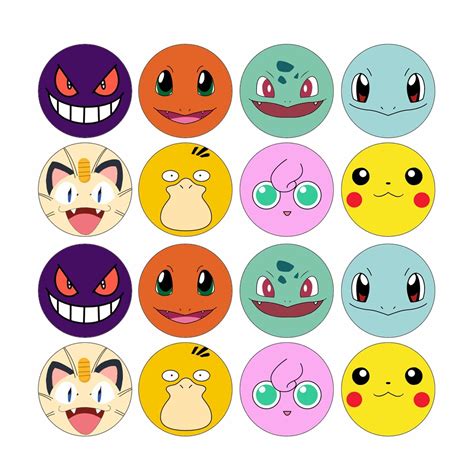 24x EDIBLE Pokemon Faces Birthday Wafer Paper 4cm (uncut) | eBay