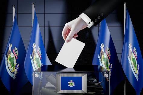 Premium Photo | Maine flags hand dropping ballot card into a box voting ...