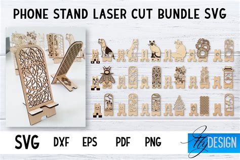 Phone Stand Laser Cut SVG | Cell Phone Stand SVG Bundle By Fly Design ...