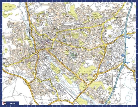 Exeter City Centre A-Z Street Wall Map