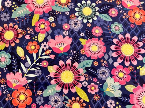 Large floral print cotton fabric festival from Michael | Etsy