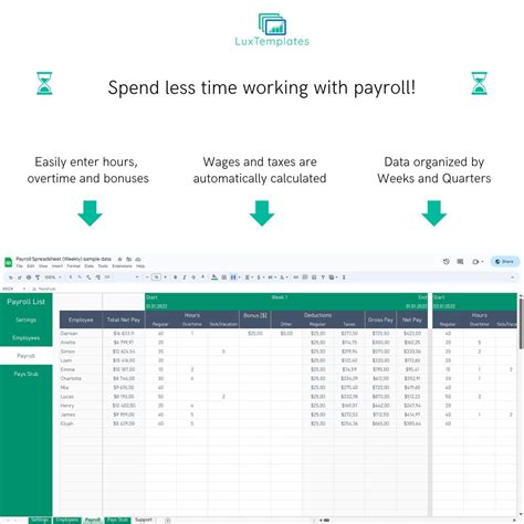 Payroll Template Google Sheets With Pay Stub Weekly Employee - Etsy