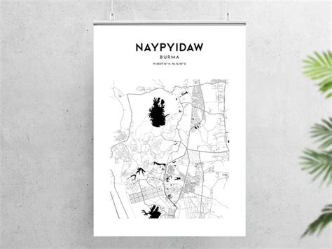 Naypyidaw Map Poster Naypyidaw Map Print Wall Art Naypyidaw | Etsy