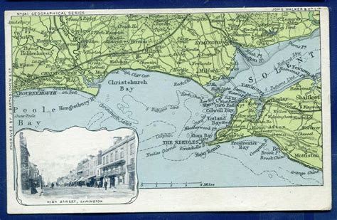 High Street Lymington MAP Antique English Geographical Series Postcard 1900s