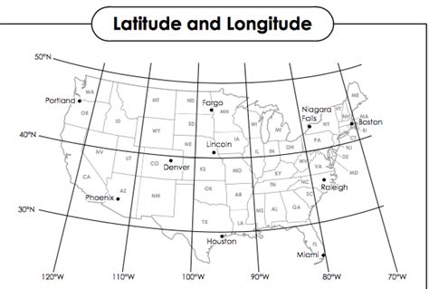 Longitude and Latitude U.S. Map Diagram | Quizlet