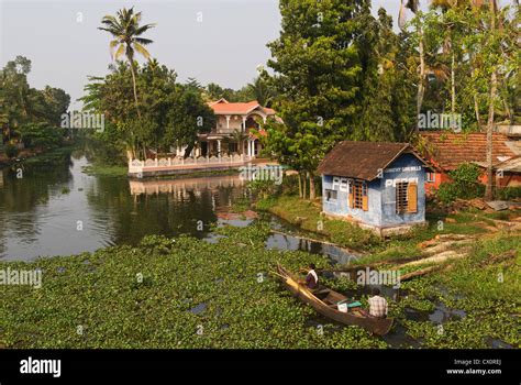 Elk201-3172 India, Kerala, Kottayam, backwaters canal Stock Photo - Alamy