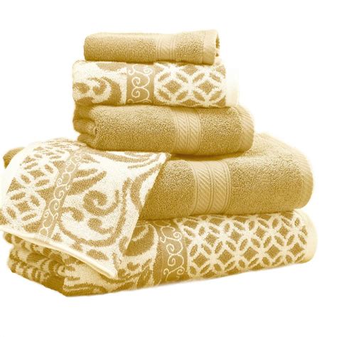 MODERN THREADS Trefoil 6-Piece Gold Geometric Bath Towel Set-5JQYDTLG-TFL-ST - The Home Depot