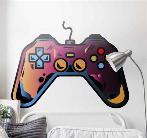 Gaming neon colorful controller video gaming wall sticker - TenStickers