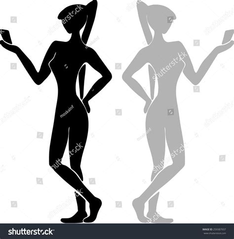 Silhouette Girl Mobile Phone Vector Illustration Stock Vector (Royalty ...