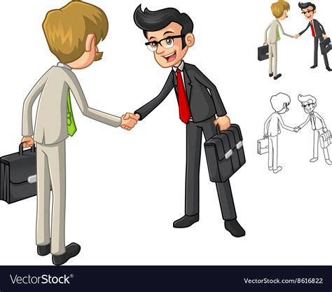 Businessman hand shake poses with client cartoon Vector Image