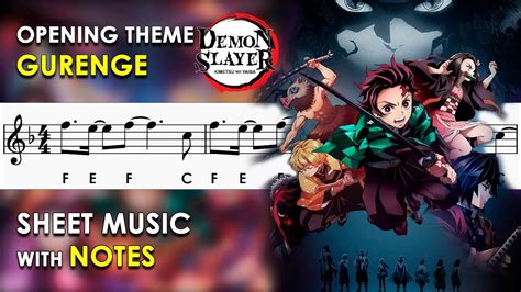 Demon Slayer OP - Gurenge | Sheet Music with Easy Notes for Recorder, Violin | Kimetsu no Yaiba ...