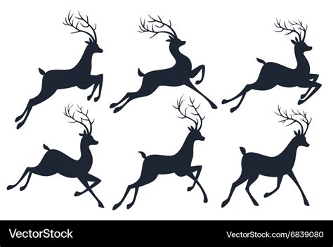 Christmas reindeer silhouettes isolated on white Vector Image