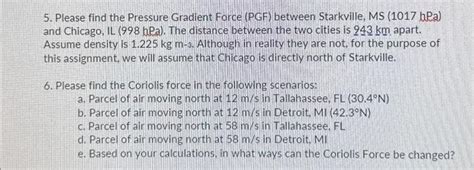 Solved 5. Please find the Pressure Gradient Force (PGF) | Chegg.com