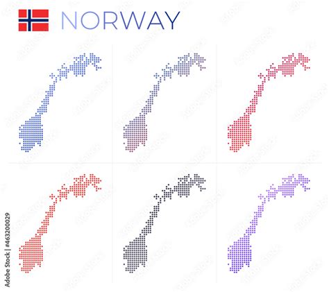 Norway dotted map set. Map of Norway in dotted style. Borders of the ...