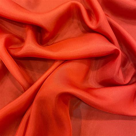 Tomato red 100% silk pongee fabric — Tissus en Ligne