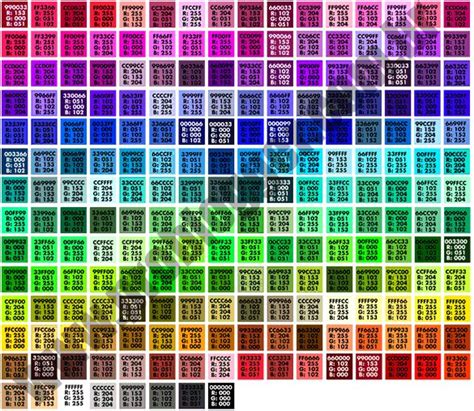 Tabela de Cores RGB | Web safe colours, Color chart, Color