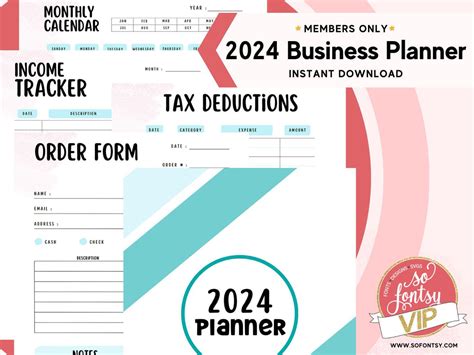 2024 Printable Calendar & Business Planner - So Fontsy