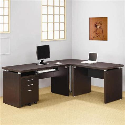 L-Shaped Computer Desk in Cappuccino Finish at http://suliaszone.com/l ...