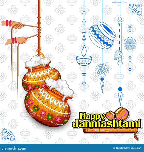 Dahi Handi Celebration in Happy Janmashtami Festival Background of ...