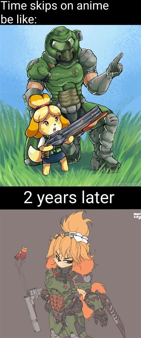 Anime Logic | Doomguy and Isabelle | Anime memes funny, Funny memes, Funny gaming memes