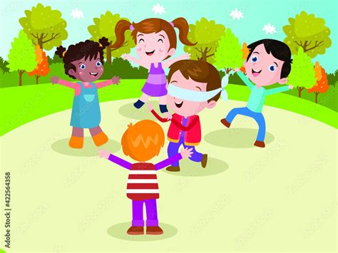 Kids playing hide and seek cartoon vector concept for banner, website, illustration, landing ...