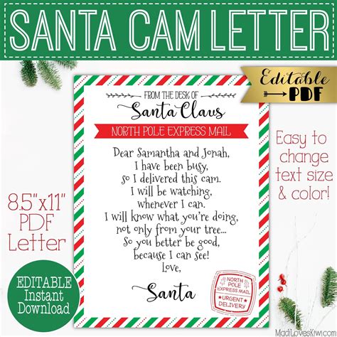 Template Free Free Printable Santa Cam Letter - Printable Word Searches