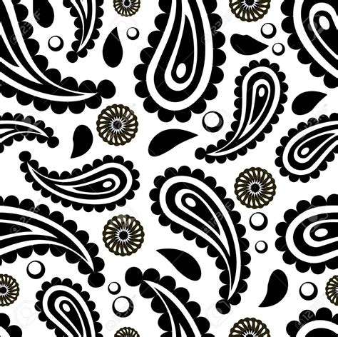 Black and white paisley pattern vector Illustration , #AD, #paisley, #white, #Black, # ...