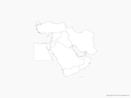 Printable Vector Map of Middle East with Countries - Outline | Free ...