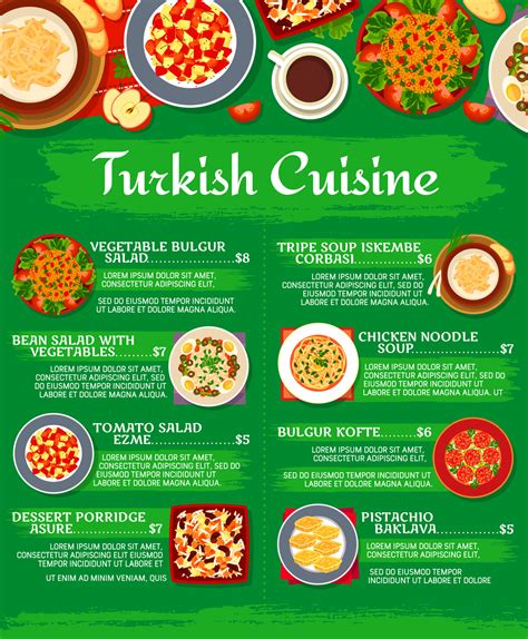 Turkish cuisine menu, restaurant lunch food dishes 23592757 Vector Art ...