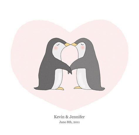 Cute penguins kissing - this penguin couple is a my original, hand ...