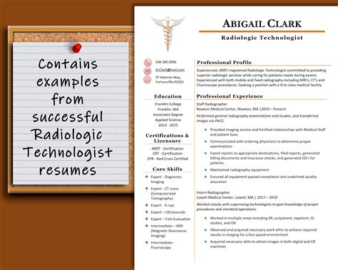 Radiologic Technologist / Radiographer Template With Successful Real World Resume Examples ATS ...