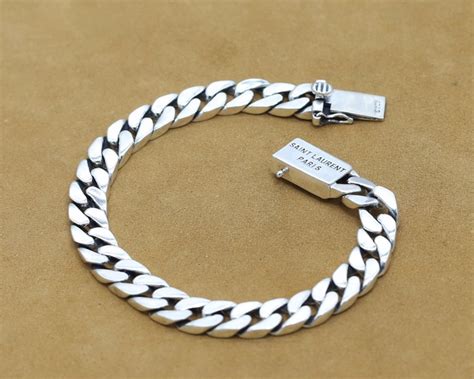 Luxury 925 Sterling Silver Bracelets Man High Polish Curb Link Chain Bracelet for Men Vintage ...