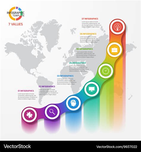 Line graph infographic template 7 values Vector Image