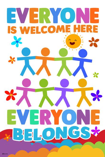 Everyone Is Welcome Here Everyone Belongs Rainbow Classroom Sign ...