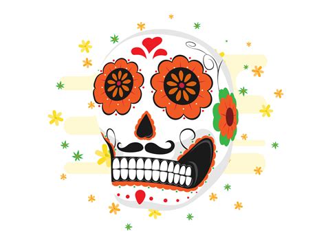 Illustration of ornate skull or calaveras on white background decorated ...