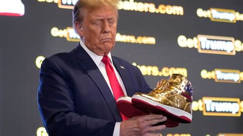 Trump hawks $399 branded gold shoes at 'Sneaker Con'