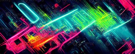 illustration of gaming background abstract, cyberpunk style of gamer wallpaper, neon glow light ...