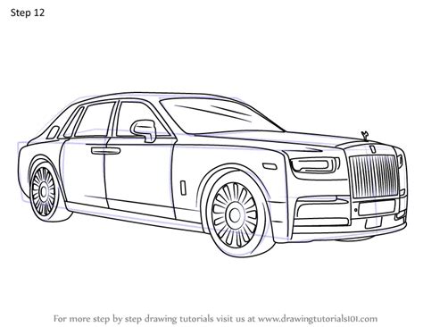 How to Draw 2018 Rolls-Royce Phantom (Cars) Step by Step | DrawingTutorials101.com