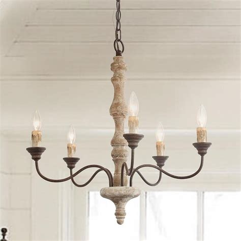 LNC Andromeda 5-Light Antique White French Country/Cottage Chandelier ...