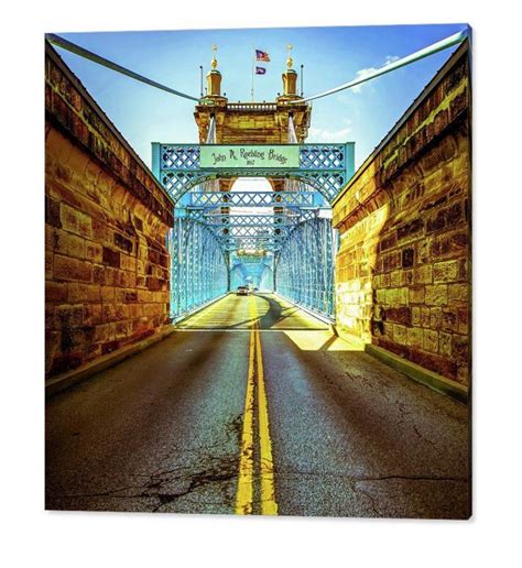 John Roebling Bridge Art Print Cincinnati Vintage Art City | Etsy ...