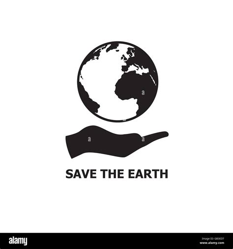 Black earth and hand icon logo. Save the earth logo. Saving environment logo. Global warming ...