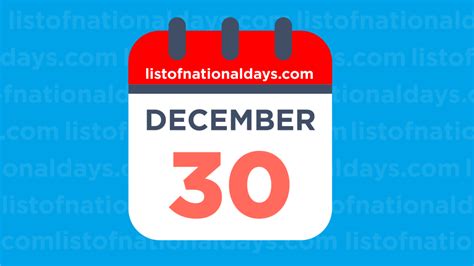 DECEMBER 30TH: National Holidays,Observances & Famous Birthdays