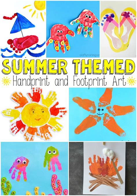 Summer Themed Handprint and Footprint Art | Footprint art, Handprint ...