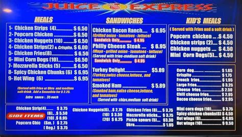 Menu at Juice Express pub & bar, Muskogee, 510 N Main St