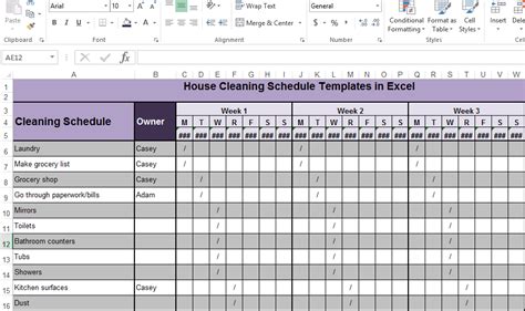 Excel Cleaning Rota Template - Free Samples , Examples & Format Resume ...