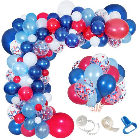 Buy Navy Blue Red White Balloon Garland Kit,139 Pack Navy Red White Confetti Balloon for Boy ...