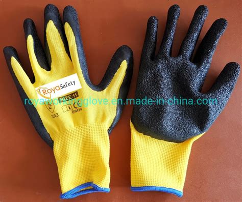 13 Gauge Yellow Polyester Latex Gloves Safety Working Gloves /Industrial Work Gloves/Hand Gloves ...