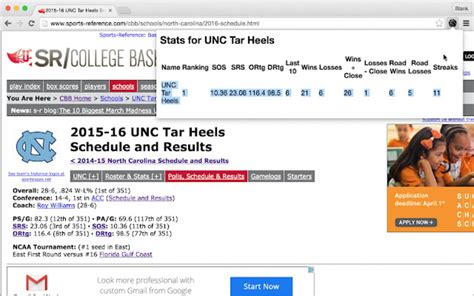 NCAA Basketball Stats Analyzer for Google Chrome - Extension Download