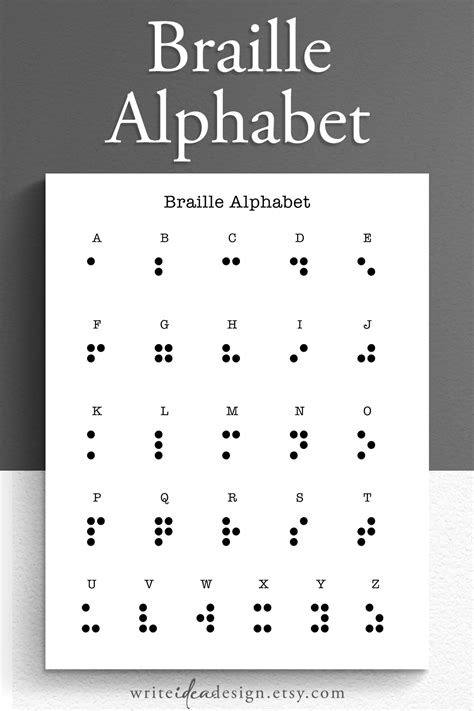 the braille alphabet is shown in black and white