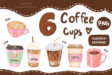 Cute Watercolor Coffee Cup Clip Art Graphic by Maple3Studio · Creative Fabrica